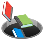 Bücherstapel + Loch