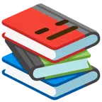 Bücherstapel + ausdrucksloses Gesicht