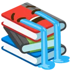 Bücherstapel + heulendes Gesicht