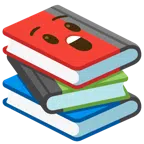 Bücherstapel + erstauntes Gesicht