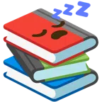 Bücherstapel + schlafendes Gesicht
