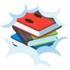Bücherstapel + Gesicht in Wolken