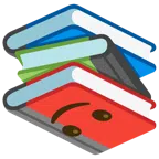Bücherstapel + umgekehrtes Gesicht