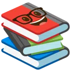 Bücherstapel + Strebergesicht