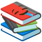 Bücherstapel + sabberndes Gesicht