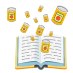 Bücherstapel + Konserve