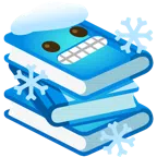 Bücherstapel + frierendes Gesicht