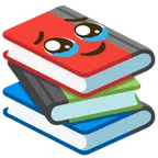 Bücherstapel + Gesicht, das Tränen zurückhält