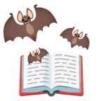 Bücherstapel + Fledermaus
