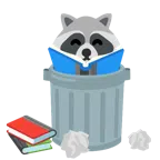 Bücherstapel + Waschbär