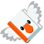 Bücherstapel + Gans