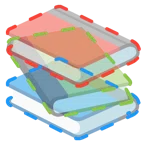 Bücherstapel + gestricheltes Gesicht