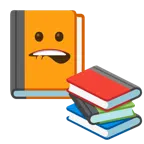 Bücherstapel + auf Lippe beißen