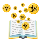 Bücherstapel + Biogefährdung
