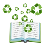 Bücherstapel + Recycling-Symbol