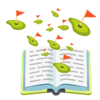 Bücherstapel + Golffahne