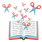 Bücherstapel + Schere