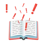 Bücherstapel + rotes Ausrufezeichen