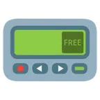 Pager + Wort „Free“ in blauem Quadrat