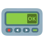 Pager + Großbuchstaben OK in blauem Quadrat