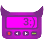 Pager + grinsendes Gesicht mit Hörnern