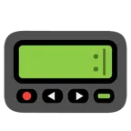 Pager + neutrales Gesicht
