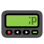 Pager + zwinkerndes Gesicht mit herausgestreckter Zunge