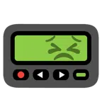 Pager + entschlossenes Gesicht
