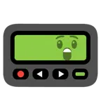 Pager + erstauntes Gesicht