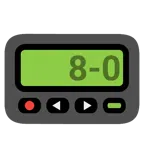 Pager + errötetes Gesicht mit großen Augen