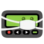 Pager + Gesicht mit Atemschutzmaske