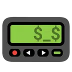 Pager + Gesicht mit Dollarzeichen