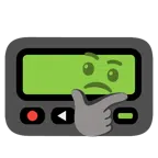 Pager + nachdenkendes Gesicht