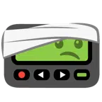 Pager + Gesicht mit Kopfverband