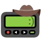 Pager + Gesicht mit Cowboyhut