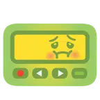 Pager + würgendes Gesicht