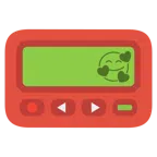 Pager + lächelndes Gesicht mit Herzen