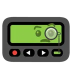 Pager + Gesicht mit Monokel