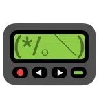Pager + Gesicht mit durch die Finger linsendem Auge