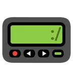 Pager + Gesicht mit schrägem Mund