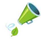 megaphone + leaf fluttering in wind