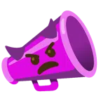 megaphone + angry face with horns