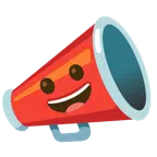 megaphone + grinning face