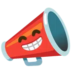 megaphone + beaming face with smiling eyes
