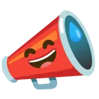 megaphone + grinning face with sweat