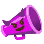 megaphone + smiling face with horns