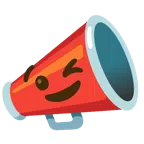 megaphone + winking face