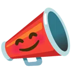 megaphone + smiling face with smiling eyes