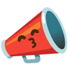 megaphone + kissing face with smiling eyes