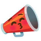 megaphone + kissing face with closed eyes